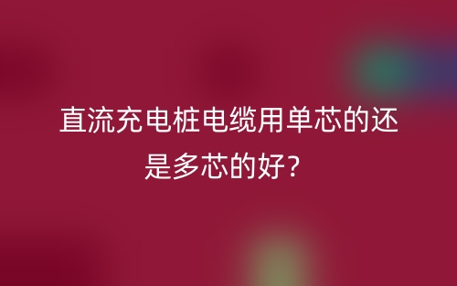 直流充電樁電纜用單芯的還是多芯的好？(圖1)