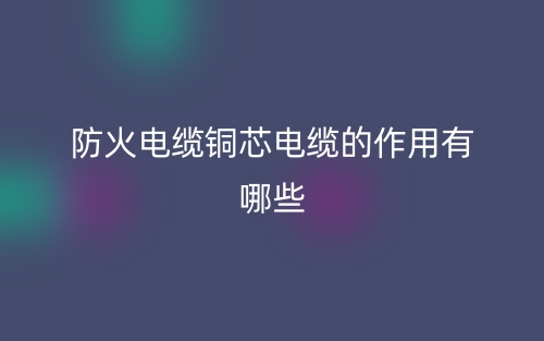 防火電纜銅芯電纜的作用有哪些？(圖1)