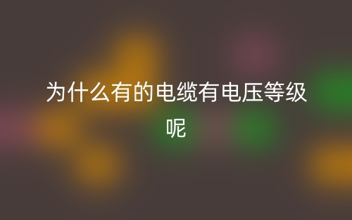 為什么有的電纜有電壓等級呢？(圖1)