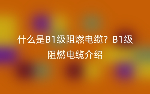 什么是B1級阻燃電纜？B1級阻燃電纜介紹(圖1)