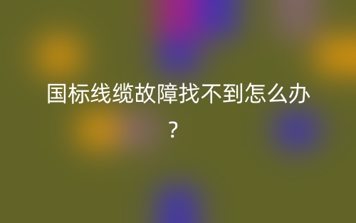 國標(biāo)線纜故障找不到怎么辦？(圖1)